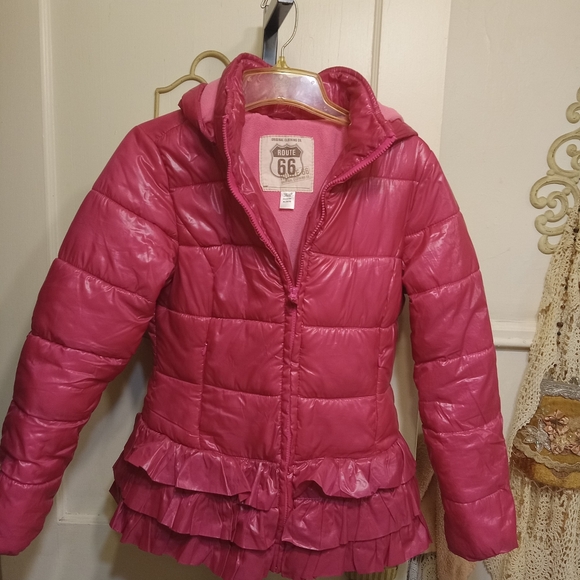 Route 66 Ruffle Bottom Puffer Coat - Picture 2 of 7